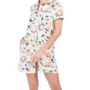 Rachel Zoe Linen Short Sleeve Button Up Tee Shirt‎ Dress Multicolor Size Small